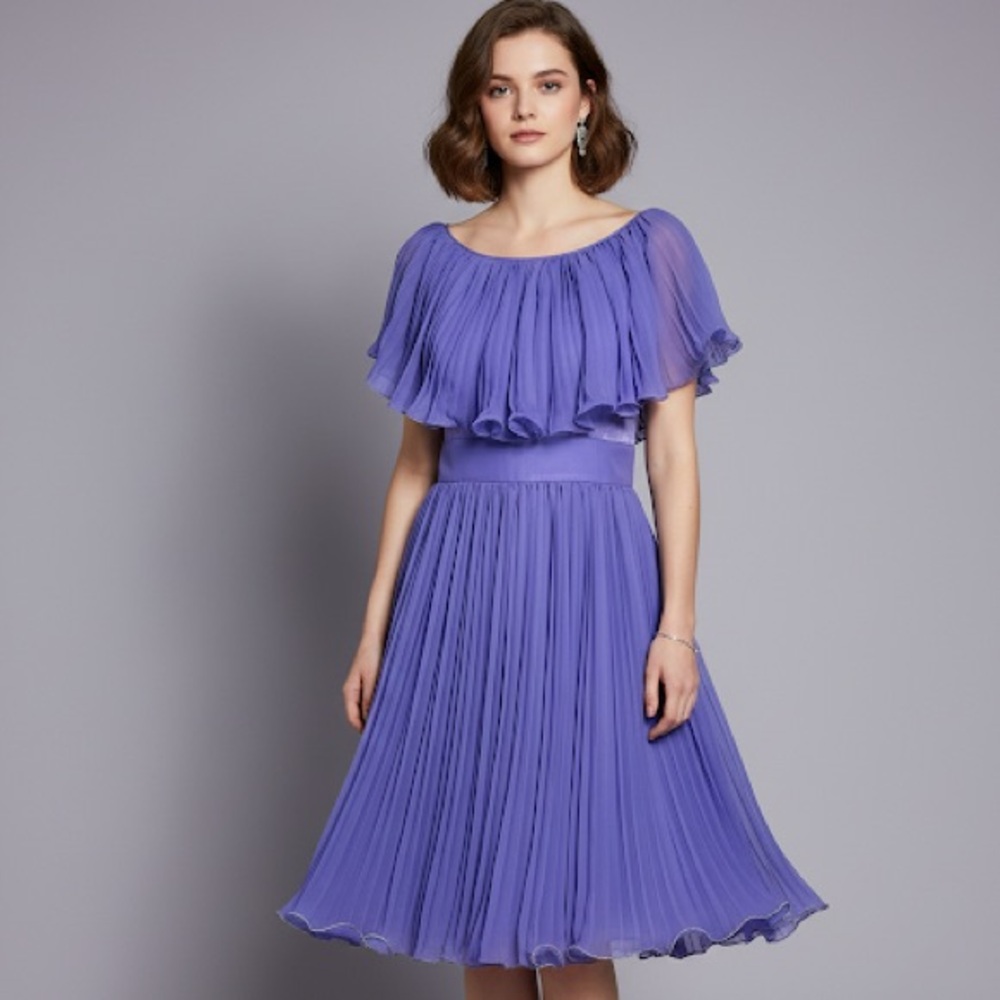 Gianni Bini Elegant Lilac Pleated Chiffon Dress
